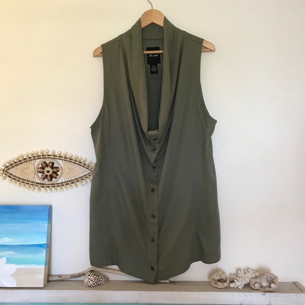 Me Jane Drape Vest, Size M Color Olive